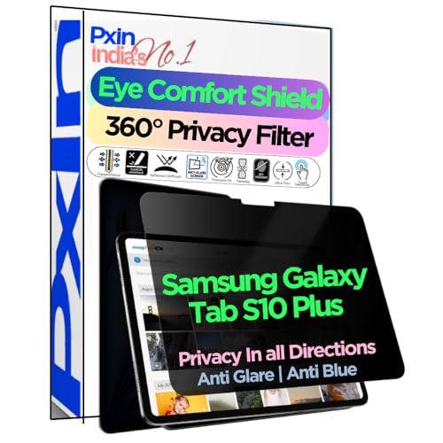 Image of PxIn Tablet Privacy Screen Guard compatible with Samsung Galaxy Tab S10 Plus | No.1 | Anti Glare | Anti Blue Light | Anti UV | 4 Way Privacy Filter | 360 Privacy | Eye Protect