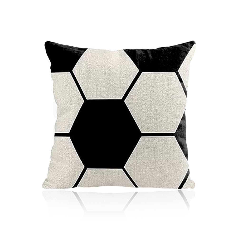 Football Themed Cushion Cover for Sofa Bed Washable Linen Throw Pillow Case with Zipper Cushion Case for Couch Football Fans Party Decor for Home