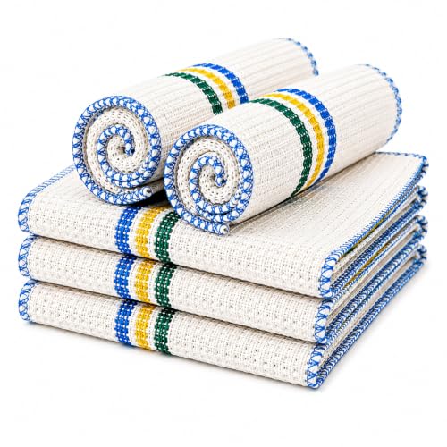 Image of Kitchen Dish Cloths Pack of 5 – 100% Cotton Washing Up Cloths, Highly Absorbent & Reusable Cleaning Cloths for Dishes, Worktops, Glassware & Everyday Kitchen Cleaning