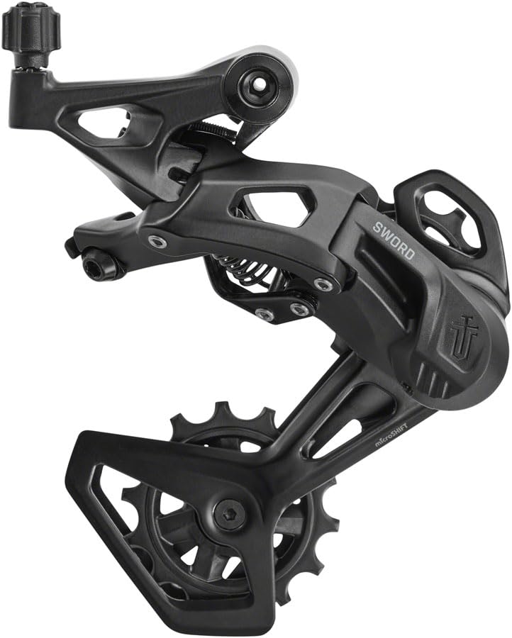 microSHIFT Sword Black Rear Derailleur - 9-Speed, Medium Cage, Gray, Compatible with Sword Black 1x, Black