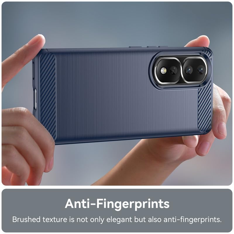 Image of NPRC Hybrid Ultra Slim Protective Case TPU Non-Slip Carbon Fiber Texture Shockproof Case Cover for Honor 90 - Blue