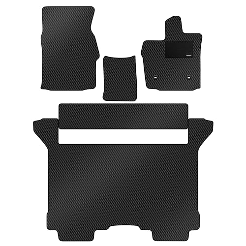 【防水マット】Aviles アルファード ヴェルファイア 20系 前席とラグマット【カーボン柄】(06:後期 7人 CS回転 オットマン手動)