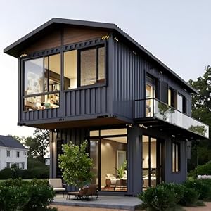 2-Storey Prefab Tiny Home Expandable Container House | Luxury Modular Mobile Steel Villa | Foldable Portable Small House with Bedroom, Kitchen & Bathroom | Prefabricated Cabin for Living & Office