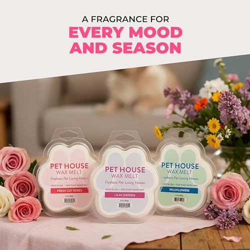 Image of One Fur All Pet House Spring and Summer Wax Melts for Pet Odor, Natural, Plant Based Soy Wax Melts, Long Lasting Fragrance for Fresh Smelling Homes, Pink Sugar