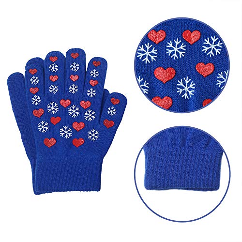 Image of Evridwear Kids Winter Gloves,3 Pairs Knit Warm Stretch Gripper Children Magic Glove for Boys Girls 4-14 Years