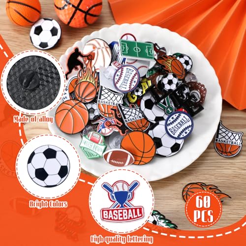 Image of Knitgrip 60 Pcs Football Softball Soccer Volleyball Baseball Enamel Pins Bulk Sport Trading Lapel Pin Senior Night Party Favors for Hat Shirt Backpack Sport Player Award Gift, 12 Style