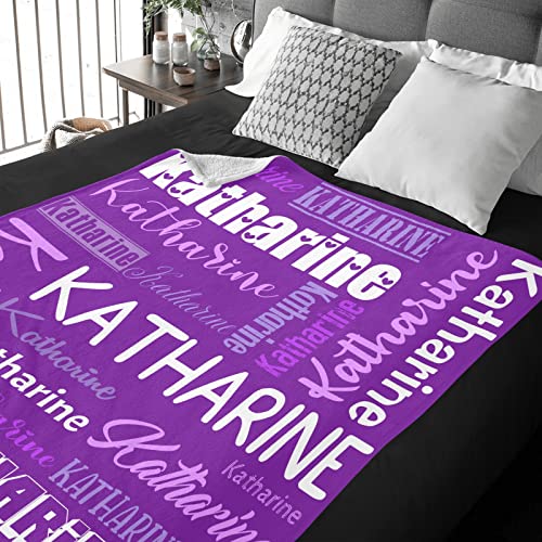 Personalized Blanket for Kids Adults Personalized Name Blanket Custom Blanket with Name Personalized Gifts for Christmas Birthday Valentines Day Mothers Fathers Day (Dark Purple, 40"x50")
