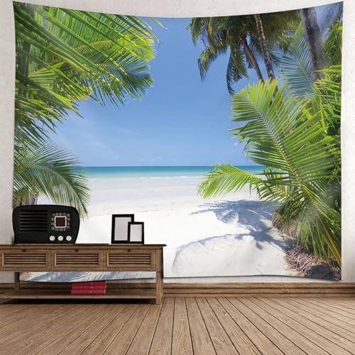 Tapisserie plage et cocotiers grande taille 350x256 cm pour décoration de salon