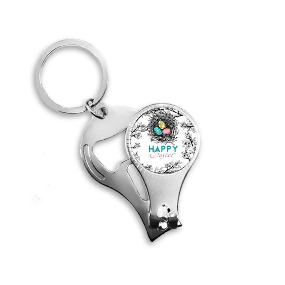 Happy Easter Religion Festival Egg Nest Nail Nipper Ring Key Chain Bottle Opener Clipper