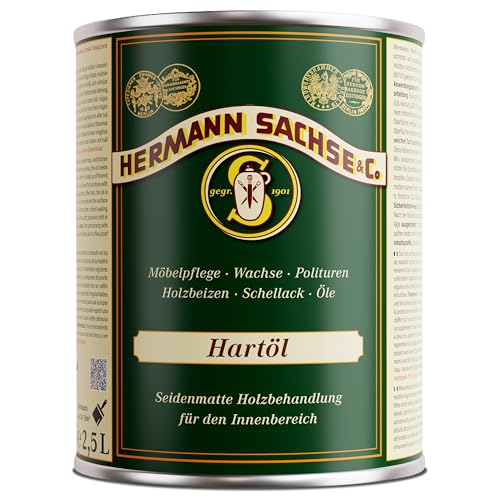 Hermann Sachse Holz braucht Dieses Hartöl | Arbeitsplattenöl Holzöl | Möbelöl für Tische Möbel | Leinöl Holzschutz im Innenbereich (2,5Liter)