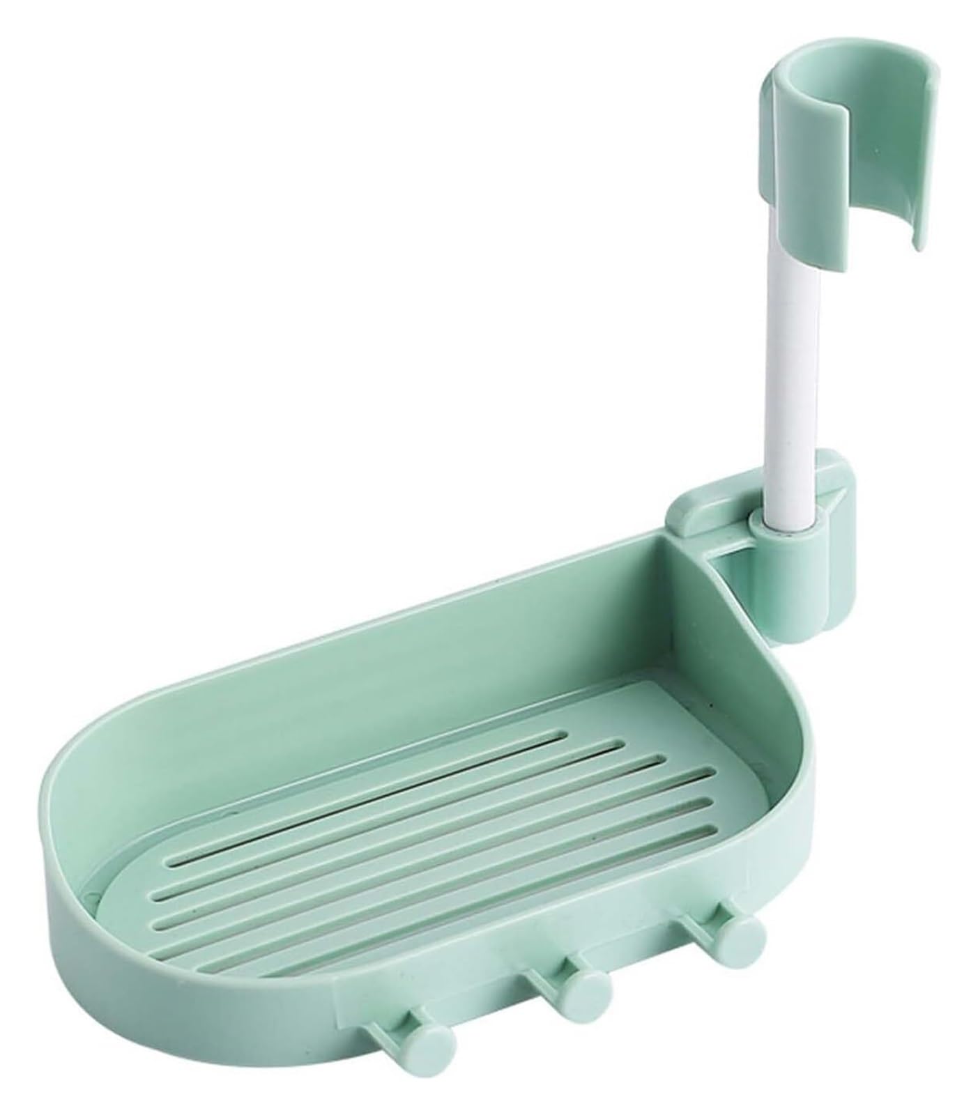 FLYIODFCXV shower head bracket, Adjustable Angle with Soap Dish Shower Handle Holder Comes with Hook Hose(Green)