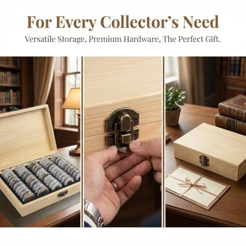 Caja decorativa organizadora de madera sólida para monedas miniatura 5