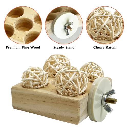 Image of Hamiledyi Wooden Foraging Puzzle Toys for Small Birds - Interactive Parrot Toys Cage Enrichment for Conure, Parakeet, Lovebirds, Budgie, Slow Feeder Bird Activity Toys (Small)
