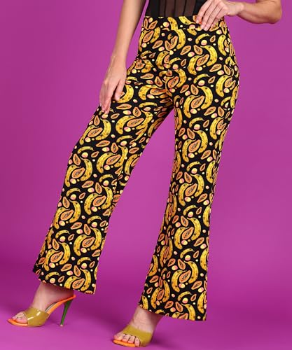 Image of POPWINGS Casual High-Waist Flared Trouser for Women | High-Rise Trouser Pant for Women | Flared Trousers for Women Formal Office Wear