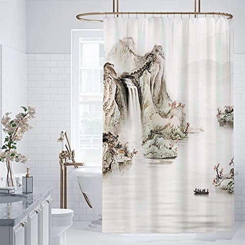 Rideau de douche long anti-moisissure en polyester pour séparation de salle de bain - 3