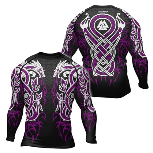 Viking Ranked BJJ Rashguard for Men Long Sleeve Compression Fight Wear MMA, Jiu Jitsu, Wrestling, Training