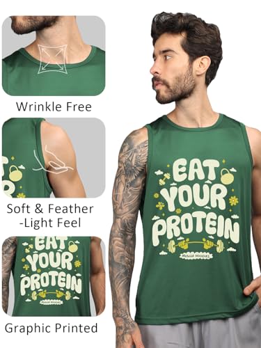 Image of CHKOKKO Tank Tops Sleeveless T-Shirt for Men Dry Fit Vest Gym Wear Stylish Round Neck Running Sando for Sports Workout Fitness & Casual or Beach Wear