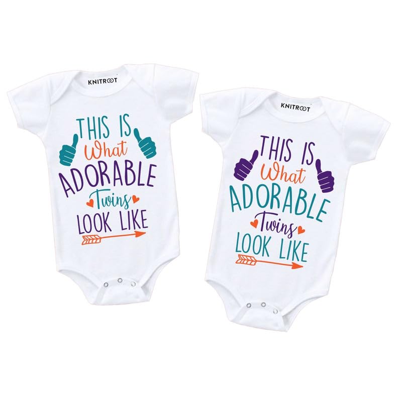 KNITROOT Twin Romper, Unisex Baby Kids Twin Onesies, Half Sleeve