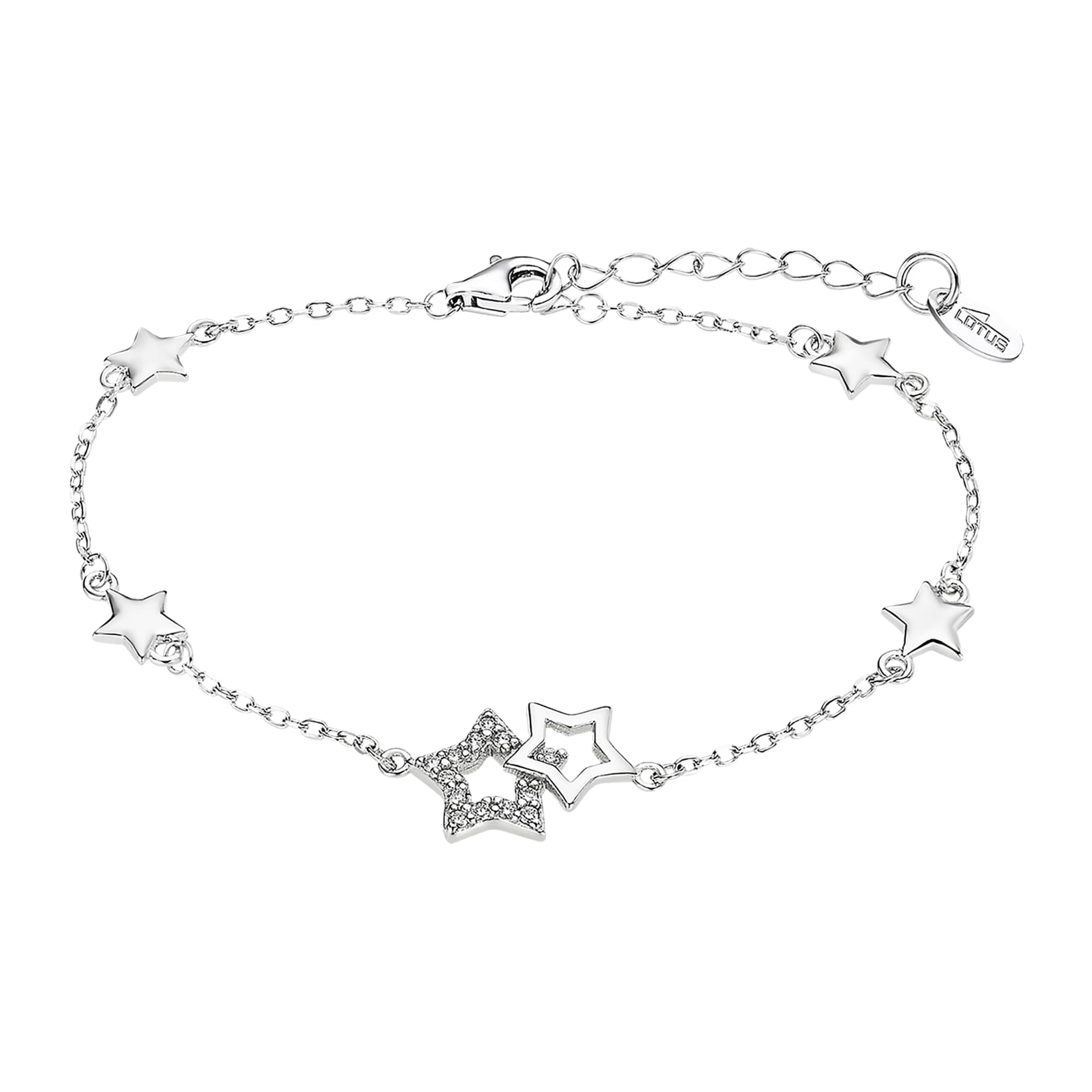 LOTUS SILVER Pulsera Plata Mujer LP3177-​2/​1 de Primera Ley 925 ml Estrella - Sofisticado Brazalete con Pulido y Acabado Refinado 16 cm - Regalo de Cumpleaños - Aniversario - Ocasiones Especiales