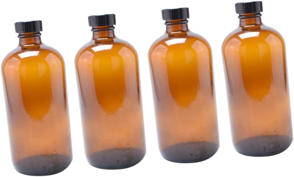 4pcs Brown Glass Storage Bottle Honey Jars Airtight Lid Kitchen Containers for Jam Salt