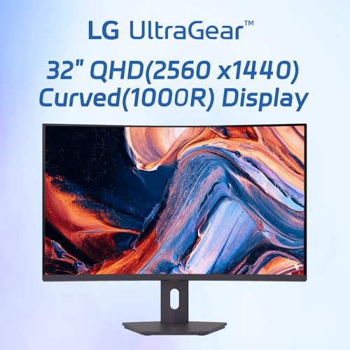 Image of LG 32 inch Curved Monitor, QHD 1440p VA Panel, 180Hz, 1ms GtG, 1000R Deep Curvature, AMD FreeSync Compatible, HDR10, sRGB 99% Color, HDMI x2, DisplayPort x1, Height Tilt Swivel Adjustable Stand