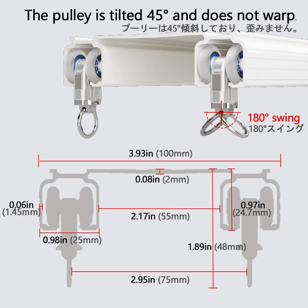 Heavy Du Double ain Rail System 6ft Alluminio Soffitto/Parete Mount Track e Conjoined Design per ains Champagne d h Ideale per Home Decor