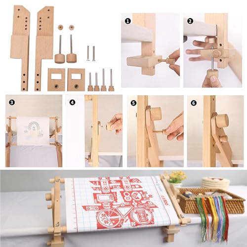 Image of Yushen Wooden Embroidery Table Clamp Embroidery Hoop Holder Stand Rotated Needlework Frame Holder for Cross Stitch Hoop Display Punch Needle Quilting Silk 1 Pair
