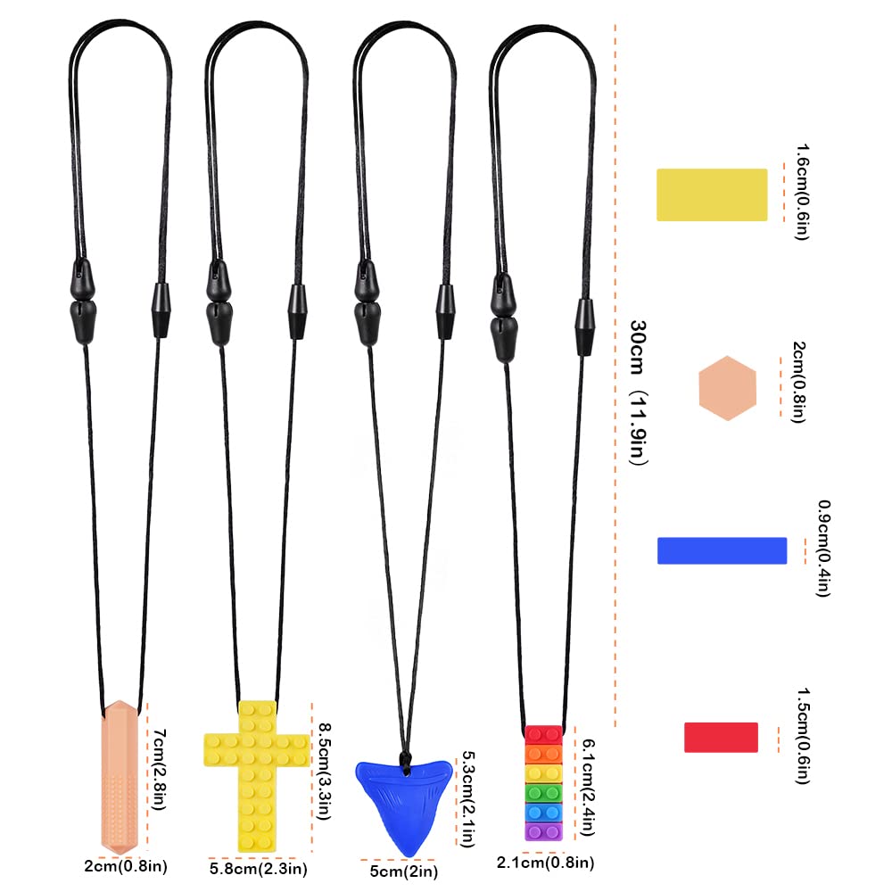 Vicloon Collana da Masticare Massaggiagengive, 4 Pezzi Collana da Masticare Sensoriale, Collana per Massaggiagengive in Silicone Senza BPAper Bambini, Dentizione Neonati Giocattolo