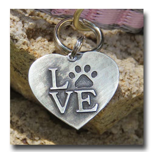 Love Heart Paw Pet ID Tag-Sweet Dog Pet Tag Id-Unique Pet Tag-Handcrafted Dog Tag Pet Tag -Custom Personalized Pet Id (1