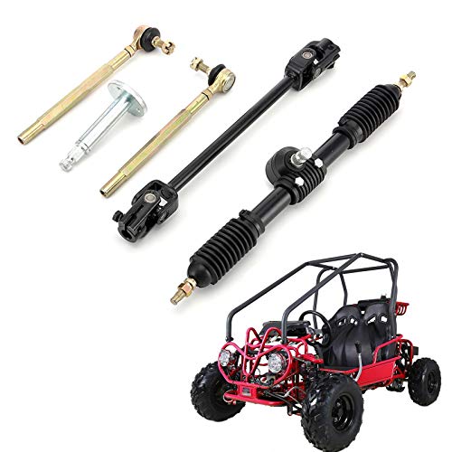 MotorFansClub 110cc Go Kart Steering Wheel Parts 443mm Tie Rod Rack Adjustable Shaft Kit Fit for Compatible With 110cc Go Kart