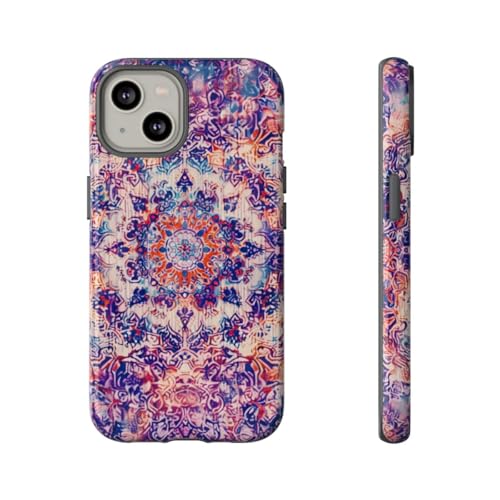 Coque iPhone 14 tapis oriental résistant aux rayures violet