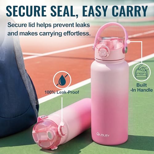 Image of OLDLEY 32oz Insulated Water Bottle with 2-in-1 Straw & Chug Lid, Leakproof Stainless Steel Bottle, Double Wall Vacuum Insulated Water Bottle for Sports, Gym, Travel,Blush Ombre