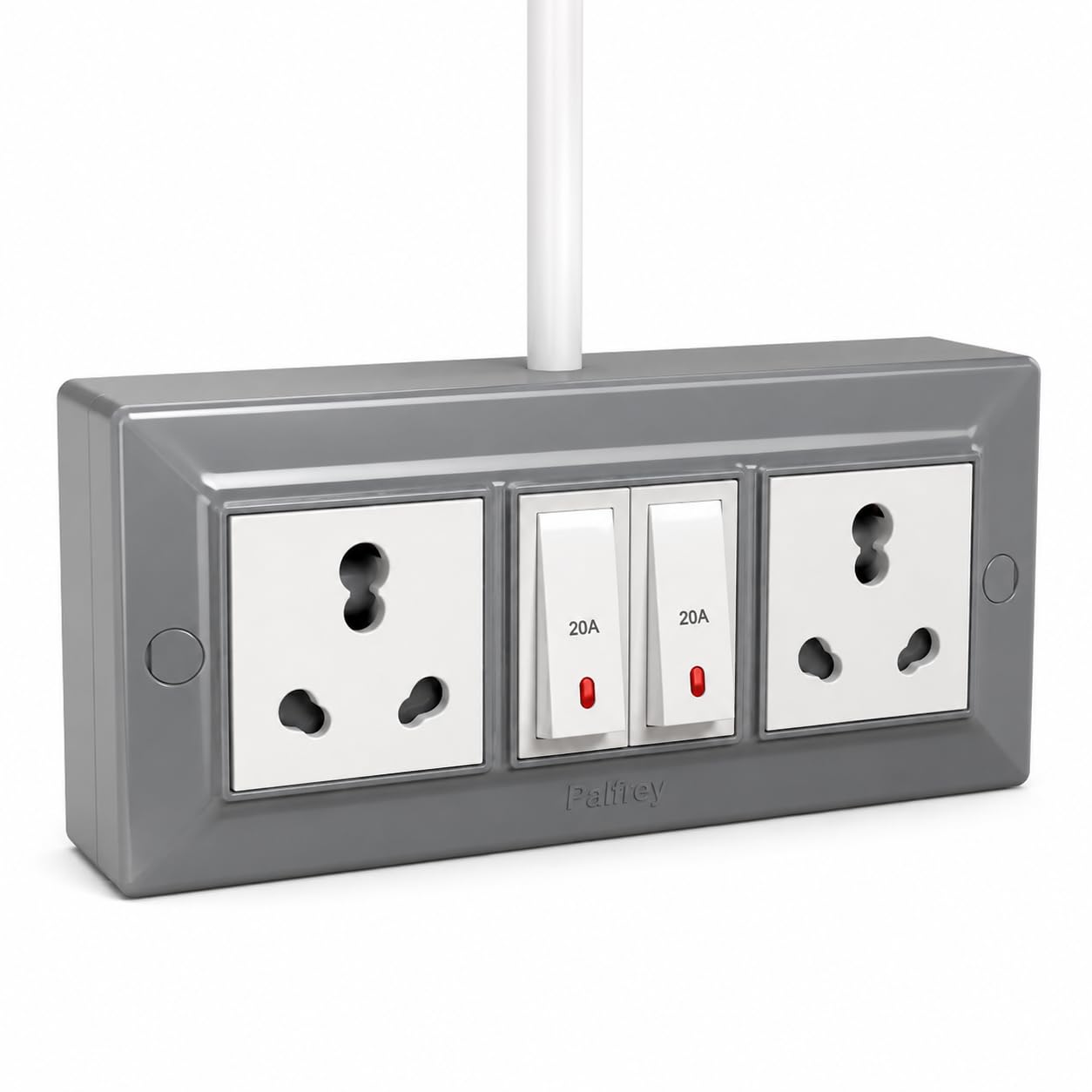 Palfrey 16A Heavy Duty Extension Board with Safety Shutter, Two 20A Switch Indicator & 3 Pin Socket | 2200W Power Extension for Microwave, Refrigerator | 1.5 Sqmm 3 Core Cable | Grey (2 Meter)-image-30