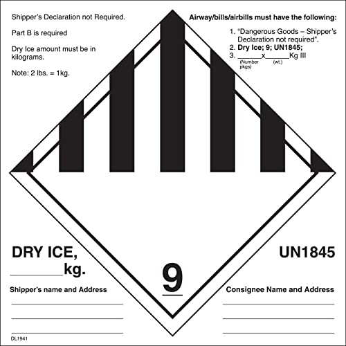 6 x 6 Dry Ice UN1845 Labels (500 per Roll)