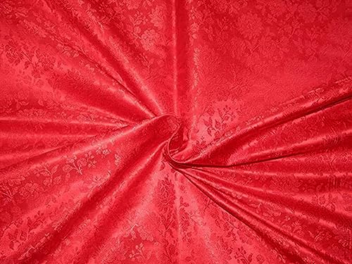 Tissu jacquard brocart rouge au mètre de 111,8 cm pour couture et ameublement