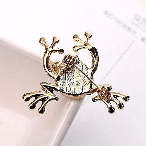 Image of AOCHEE Vintage Big Metal Rhinestone Frog Brooch Enamel Green Crown Frog Brooch Pin Jewelry