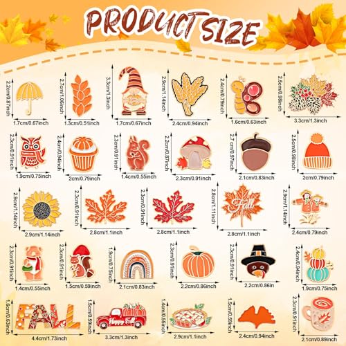 Image of SANNIX 60Pcs Fall Pins, Autumn Enamel Pins Bulk Thanksgiving Lapel Pins Pumpkin Turkey Maple Leaf Brooch Pins for Clothes Bags Hats Accessories, 30 Styles