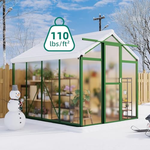 Image of Garvee 6x8 FT Greenhouse - Large Aluminum Greenhouses for Outdoors