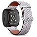 CJBROES Replacement Leather Watch Band, Compatible with Fitbit Versa 3 and Fitbit Sense of Wristband Bracelet Accessory - Summer Tropical Palms