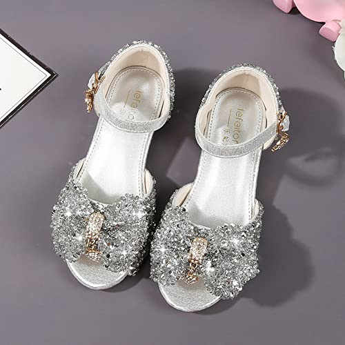 Girls Sandals Glitter Rhinestone Dress Pumps Sequins Princess Low Heels Party Dance Shoes2