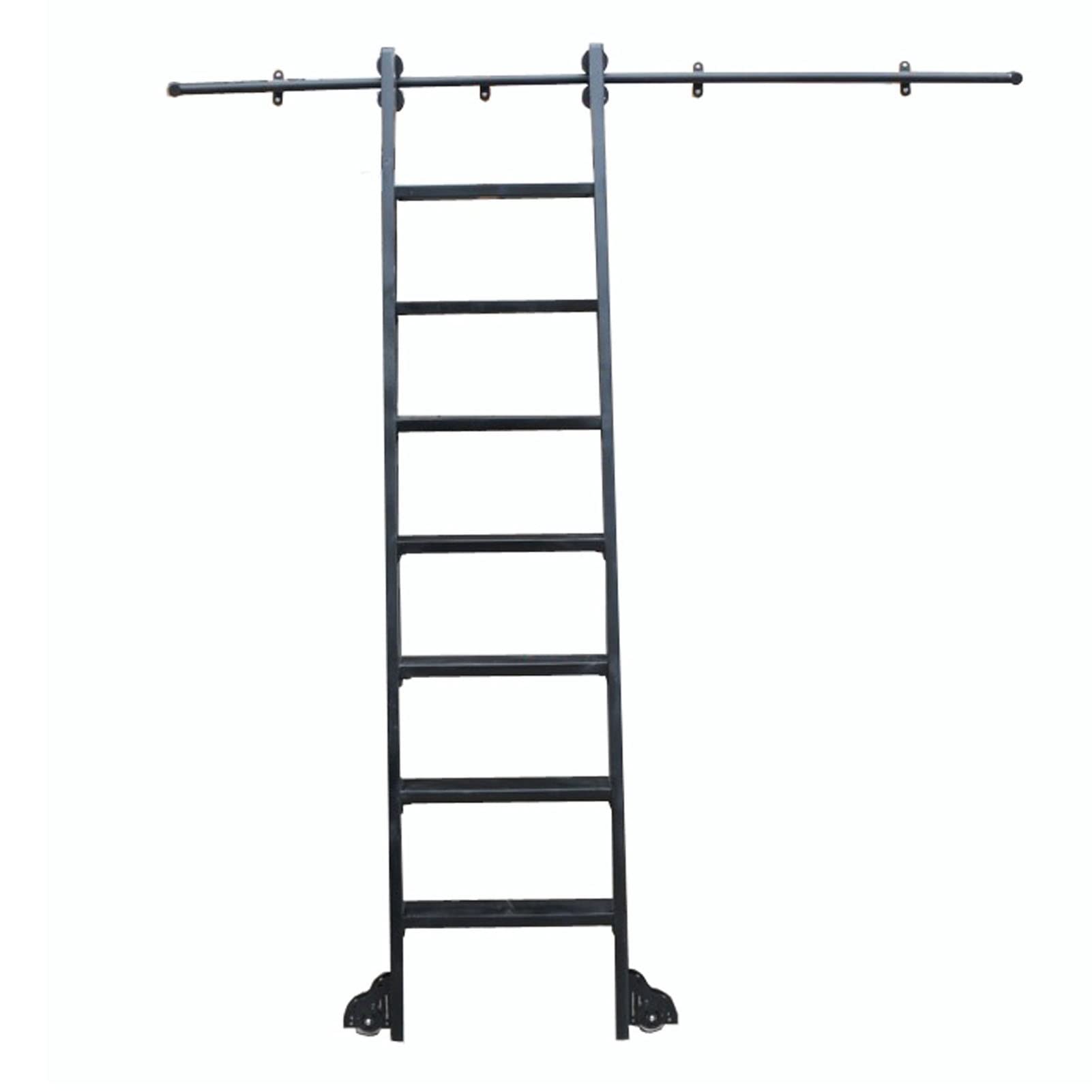 GHFXSCV Sliding Library Hardware (No Ladder) Kit, Sliding Ladder Hardware Kit Rolling Ladder Hardware Library Round Track/Rail with Floor Roller Wheels + Extention Track (Size : 6.6ft/200cm Track Ki