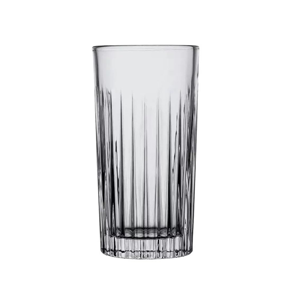 Gerippte Collins-Gläser, 420 ml, vertikal, gestreift, dickes Glas, stapelbar, transparent, für Eiskaffee, Cocktails, Saft, Wasser, 6 Stück