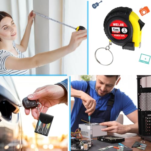 Image of 192 Pcs Mini Screwdriver Tape Measure Keychains Set Mens Gift Bulk for Dad Adult Christmas Tool Birthday Party