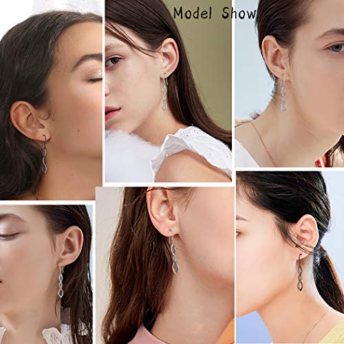 Jewmon 925 Sterling Silver Infinity Drop Dangle Earrings for Women Cubic Zirconia Endless Symbol Infinity Love Hoop Earrings Elegant Wedding Earrings Fine Jewelry Bridesmaid Christmas Day Gift for Her3