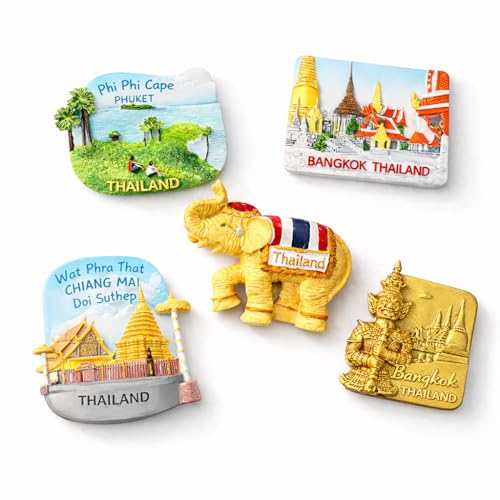 Pack de 5 imanes decorativos de recuerdo de Tailandia