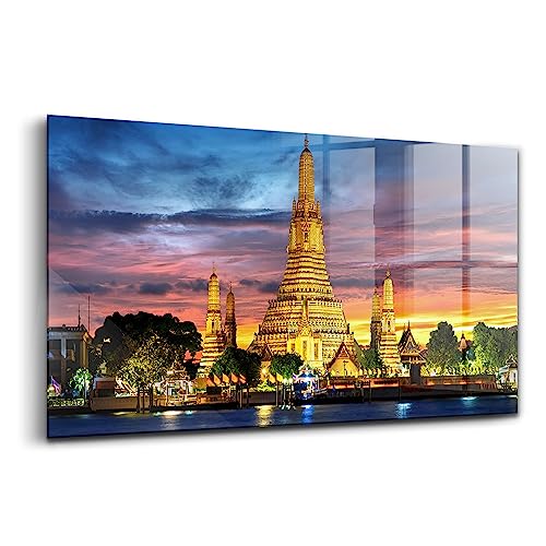 Peinture murale en verre Wallfluent Temple de Bangkok 120x60cm pour décoration intérieure
