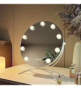 EMKE Hollywood Mirror Round 40 cm with 3 Light Colours Dimmable Makeup Mirror with Lighting 360&deg; G...