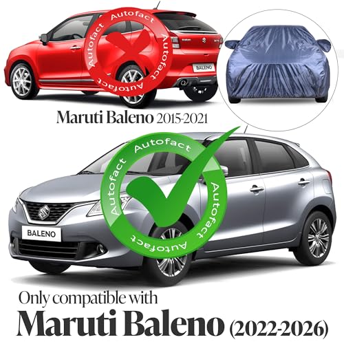 Image of Autofact Premium Car Cover for Baleno 2022-2026 | All Weather Water-Resistant Full Body Car Cover | Light-Weight Triple-Stitched Outdoor Shield with UV Protection, Dustproof & Heat-Resistant