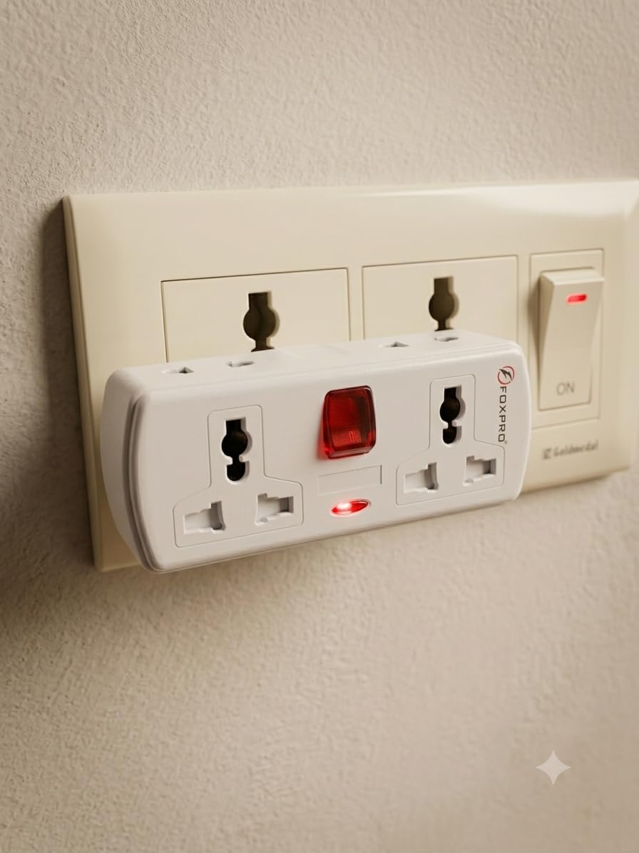Universal Travel Adapter with 4 Sockets 3Pin/2Pin India Plug Converter | Power Switch & Indicator, 5A 250V Rating, Home & Office Use, Multiplug Design-image-26