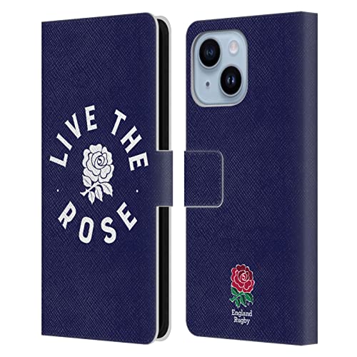 Étui portefeuille iPhone 14 Plus England Rugby en cuir avec support fentes cartes